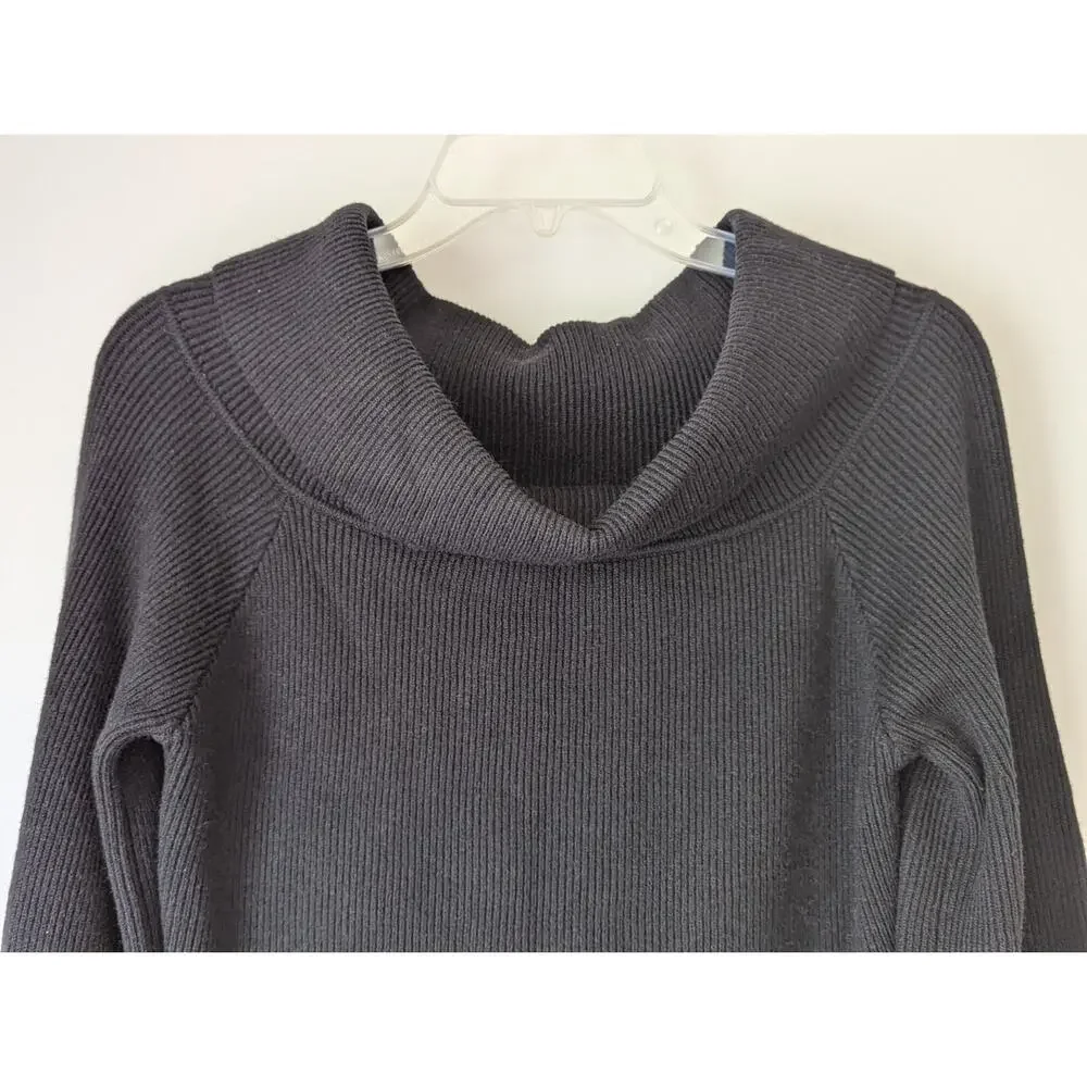 She+Sky Women's Large Black Short Sweater Dress Balloon Sleeve Clubwear Gothic